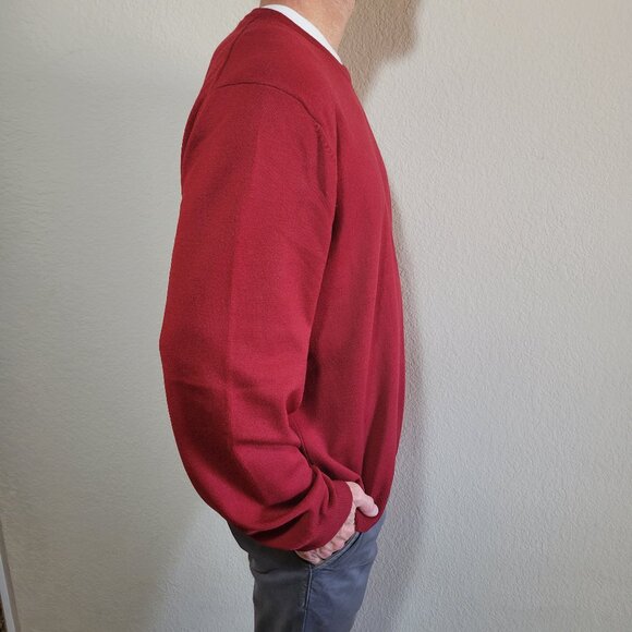 Brooks Brothers Merino Wool Sweater XL Red Stretch Crew Neck Mens Vintage - Picture 3 of 5